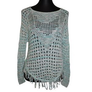 Y2K Alley & Gabby Seafoam Crochet Fringe Sweater Coverup Small USA